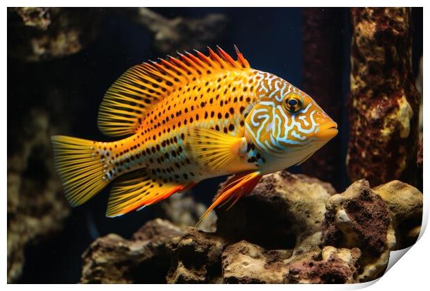 A beautiful fish and aquarium background. Print by Michael Piepgras