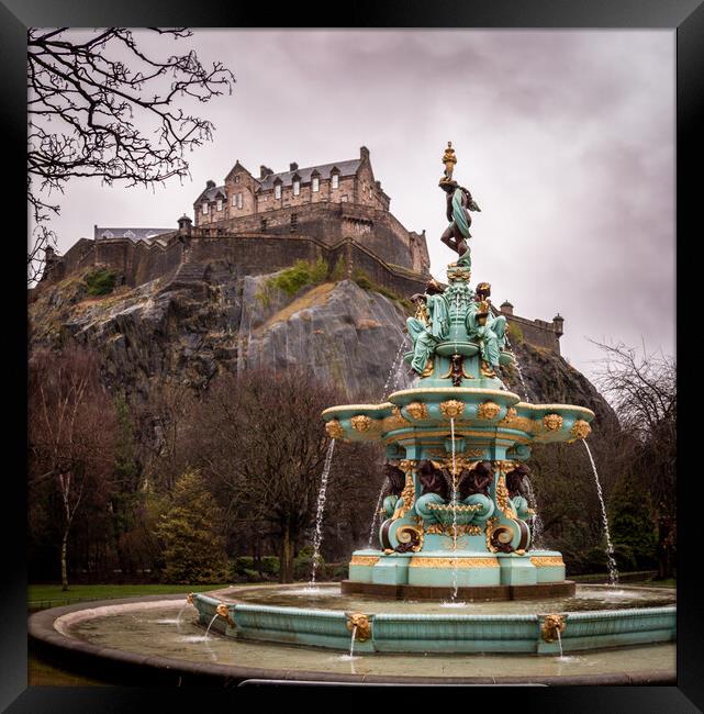 Ross Fountain Edinburgh Castle Backdrop Framed Print by Apollo Aerial Photography