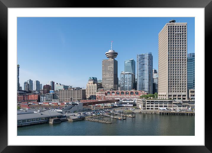 The harbour water front  just East of the Cruise Liner Terminal, Vancouver, British Columbia, Canada Framed Mounted Print by Dave Collins