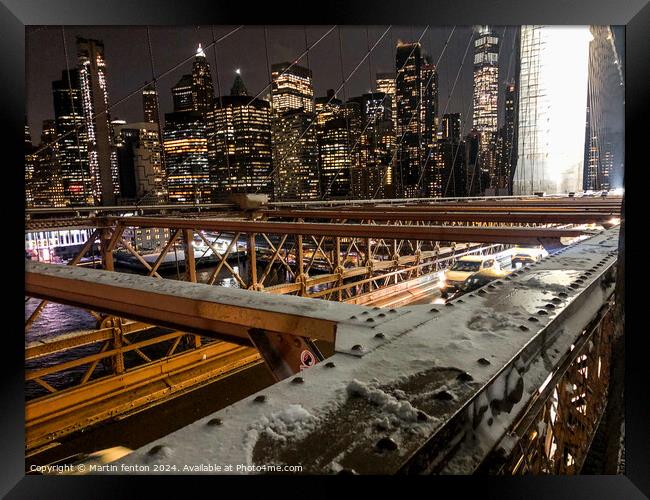 New York Brooklyn Bridge Framed Print by Martin fenton