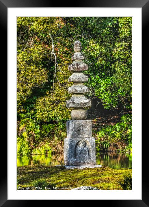 Stone Pagoda Kinkaku-Ji Golden Buddhist Temple Kyoto Japan Framed Mounted Print by William Perry