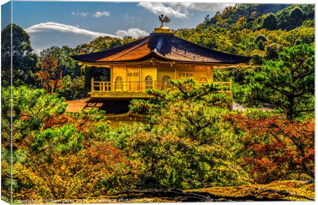 Fall Leaves Kinkaku-Ji Golden Pavilion Buddhist Temple Kyoto Jap Canvas Print by William Perry
