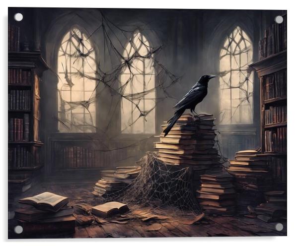 Crow In Abandoned Room Gothic Style Acrylic by Anne Macdonald