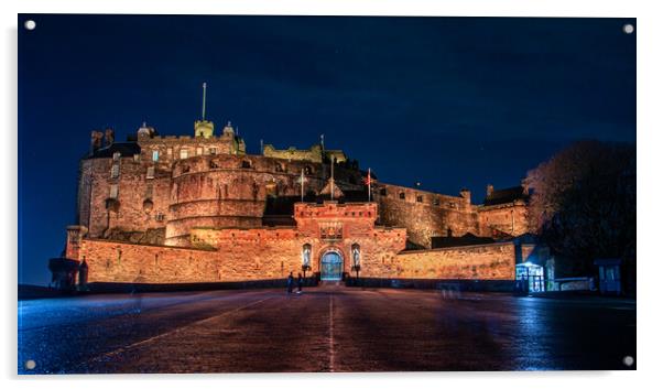 Edinburgh Castle at Night Acrylic by Apollo Aerial Photography