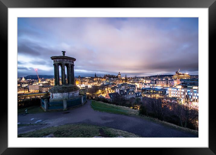 Edinburgh Skyline at Night Framed Mounted Print by Apollo Aerial Photography