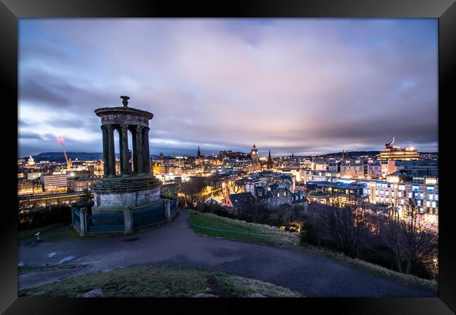 Edinburgh Skyline at Night Framed Print by Apollo Aerial Photography