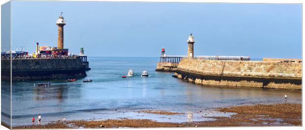 Whitby Piers  Canvas Print by Darren Galpin
