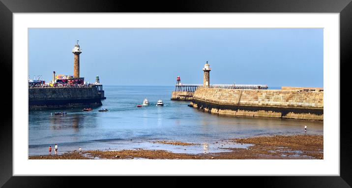 Whitby Piers  Framed Mounted Print by Darren Galpin