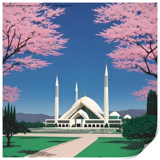 Faisal Masjid Islamabad Pakistan Print by Zahra Majid