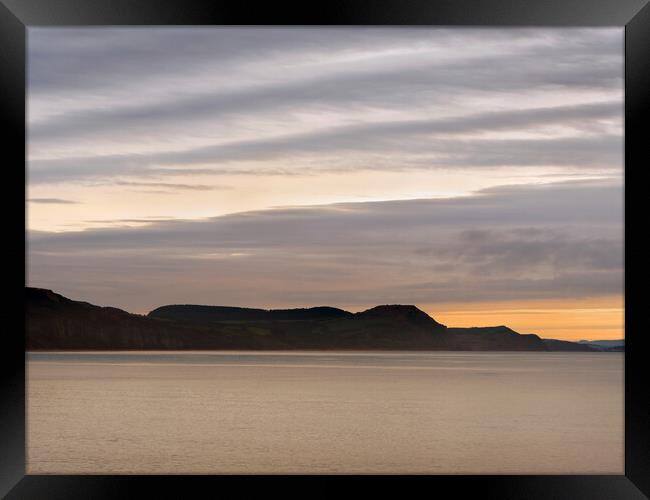 Lyme Bay Sunrise Framed Print by Darren Galpin