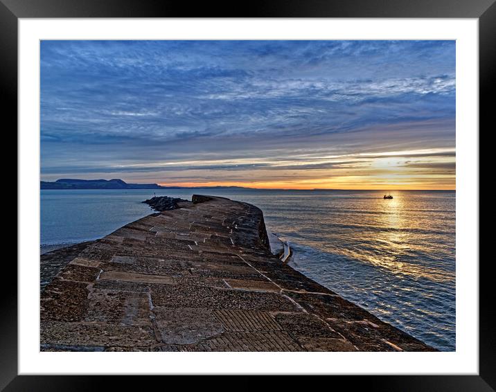 Lyme Regis, Cobb Sunrise Framed Mounted Print by Darren Galpin