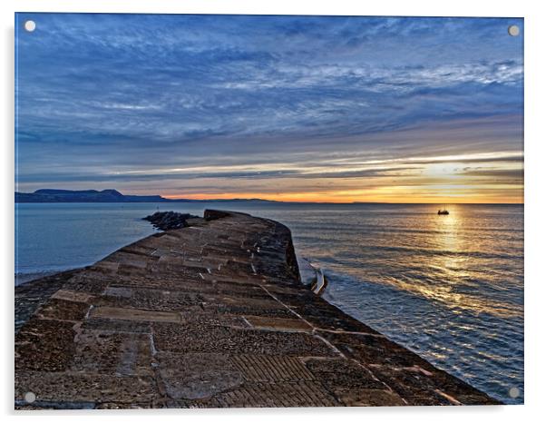 Lyme Regis, Cobb Sunrise Acrylic by Darren Galpin