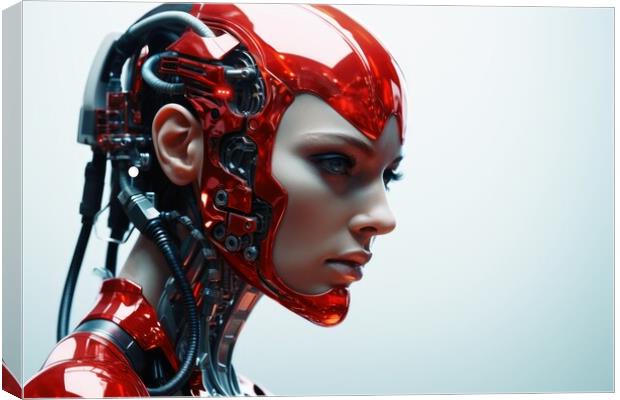 A female robot face of an artificial intelligence. Canvas Print by Michael Piepgras