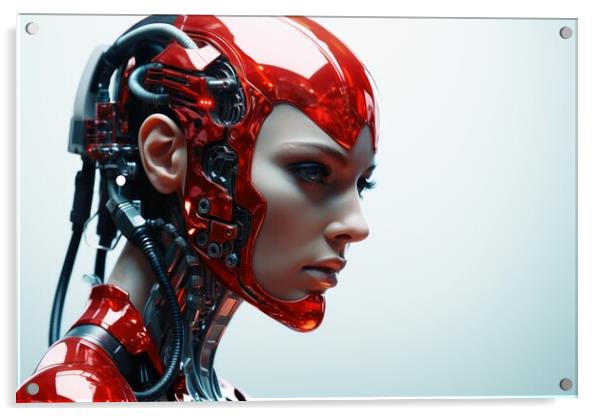 A female robot face of an artificial intelligence. Acrylic by Michael Piepgras
