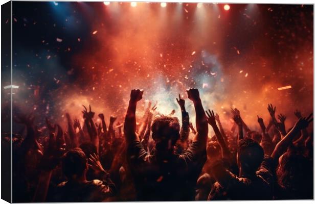 A rock concert with a cheering crowd. Canvas Print by Michael Piepgras