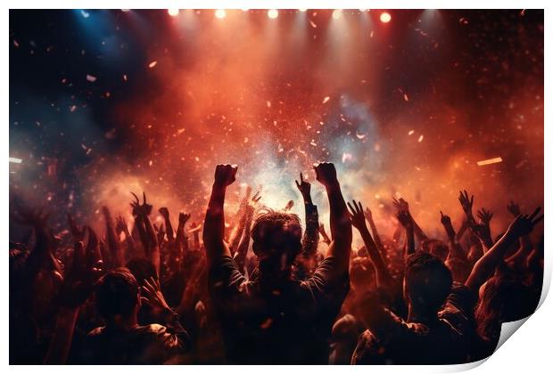 A rock concert with a cheering crowd. Print by Michael Piepgras