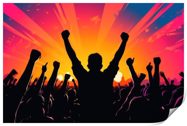 A rock concert with a cheering crowd. Print by Michael Piepgras