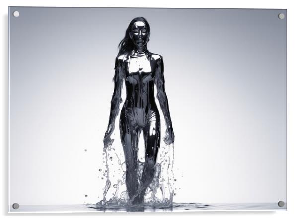 A woman made of liquid mercury. Acrylic by Michael Piepgras