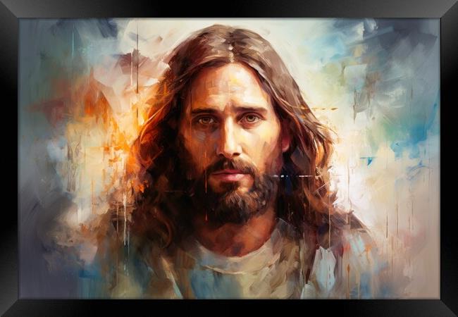 Jesus christ savior of mankind. Framed Print by Michael Piepgras