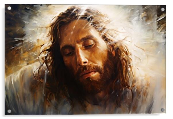 Jesus christ savior of mankind. Acrylic by Michael Piepgras