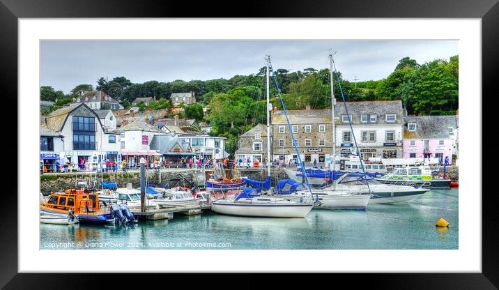 Padstow Harbour Panoramic Framed Mounted Print by Diana Mower