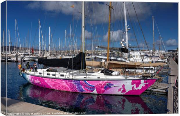 Rubicon Marina pink boat Canvas Print by Rob Hawkins