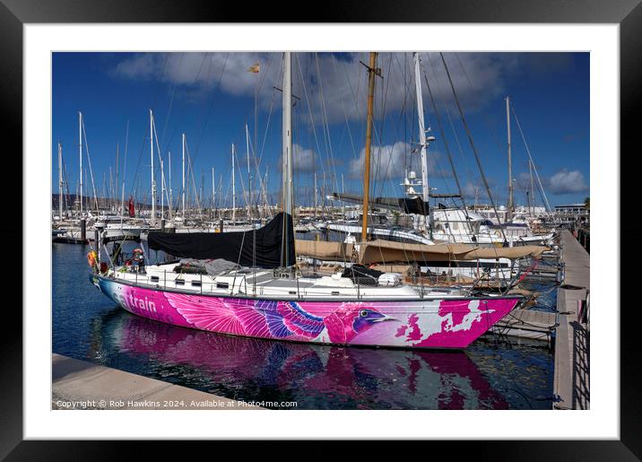 Rubicon Marina pink boat Framed Mounted Print by Rob Hawkins