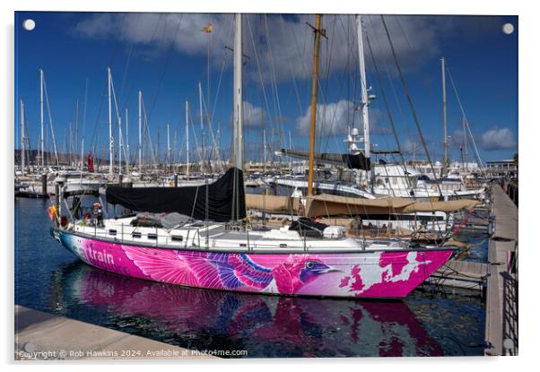 Rubicon Marina pink boat Acrylic by Rob Hawkins