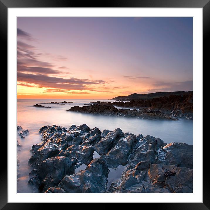 Morte Point Sunset. Framed Mounted Print by Andrew Wheatley