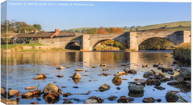 River Wharfe and Burnsall Bridge Yorkshire Dales Canvas Print by Pearl Bucknall