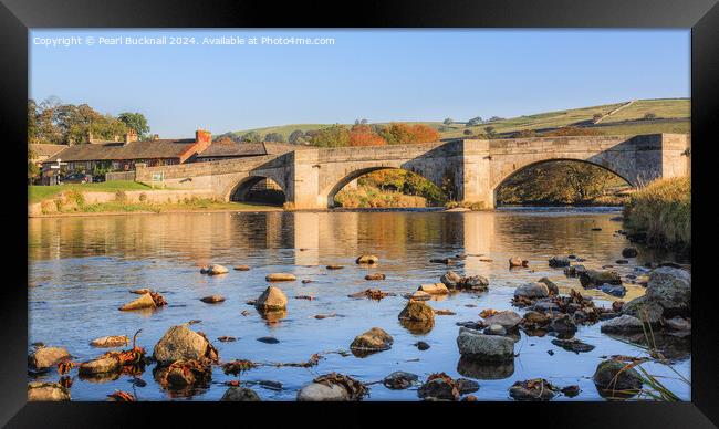 River Wharfe and Burnsall Bridge Yorkshire Dales Framed Print by Pearl Bucknall