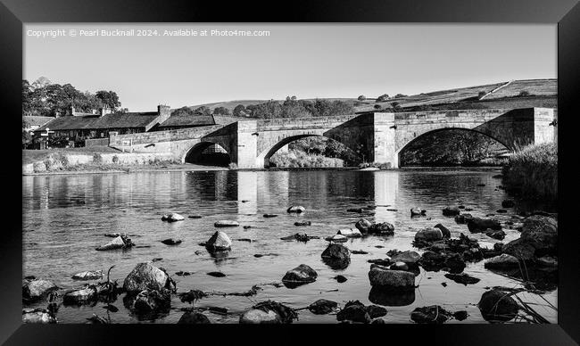 River Wharfe Burnsall  Yorkshire Black and White Framed Print by Pearl Bucknall