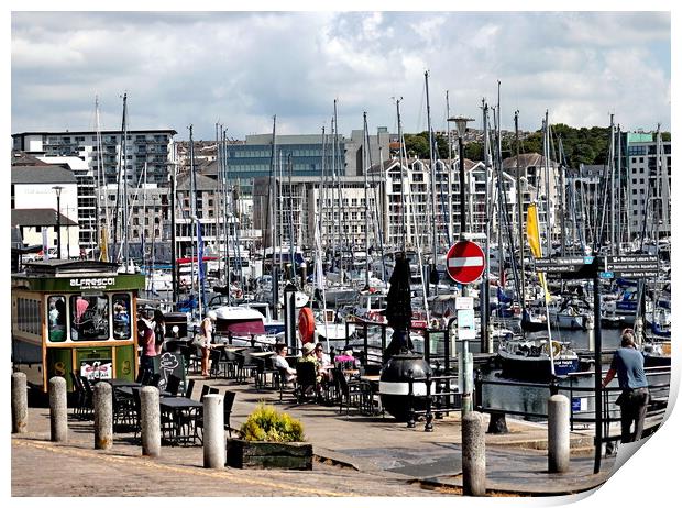 Boats in Plymouth Harbour Print by Bryan 4Pics