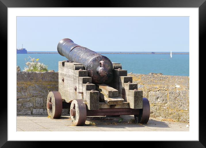 Old Canon on Plymouth Hoe Framed Mounted Print by Bryan 4Pics