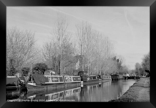 Aldermaston Wharf and The Kennet and Avon Canal in Framed Print by Stephen Young