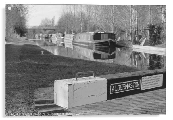 Aldermaston Lock on the Kennet and Avon Canal Acrylic by Stephen Young