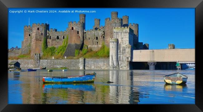 Beautiful Conwy Castle and boats on a February day Framed Print by Mark Chesters