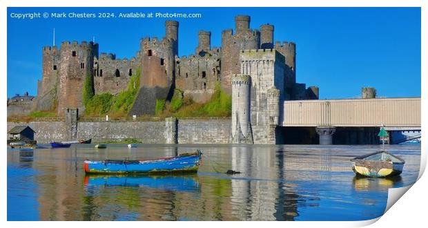 Beautiful Conwy Castle and boats on a February day Print by Mark Chesters