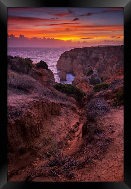 Algarve Coast At Sunset In Portugal Framed Print by Artur Bogacki