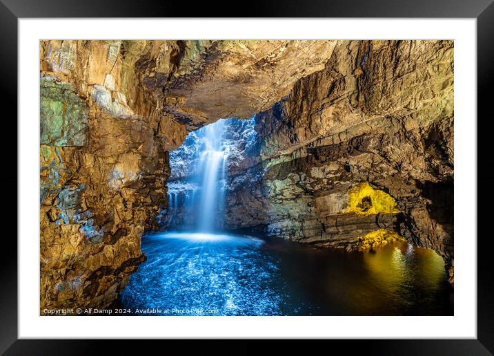 Smoo Cave Waterfall. Framed Mounted Print by Alf Damp