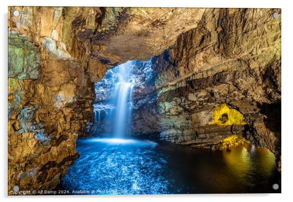 Smoo Cave Waterfall. Acrylic by Alf Damp