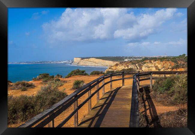 Algarve Landscape With Boardwalk In Portugal Framed Print by Artur Bogacki