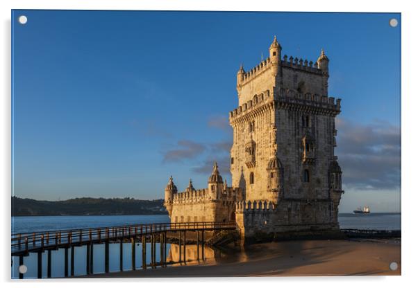 Belem Tower at Sunrise in Lisbon Acrylic by Artur Bogacki