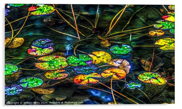 Colorful Fall Lily Pads Tofuku-Ji Zen Buddhist Temple Kyoto Japa Acrylic by William Perry