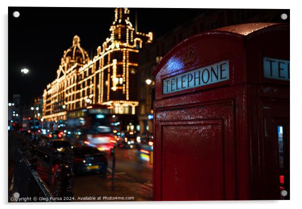 London red telephone box  Acrylic by Oleg Fursa