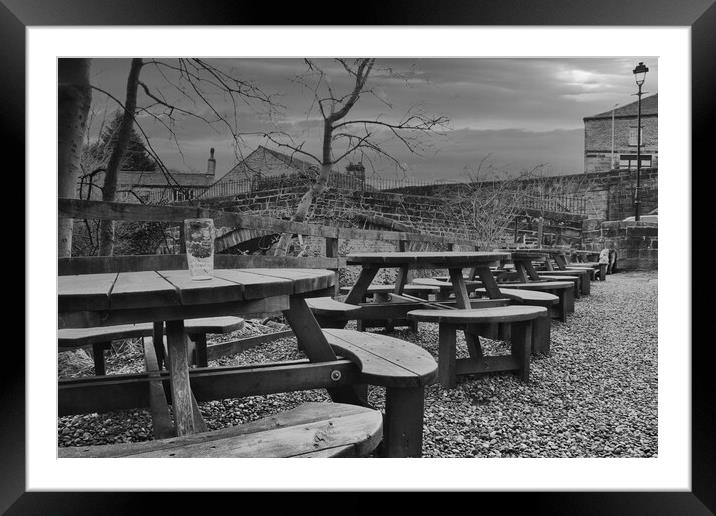 The Old Bridge Inn Beer Garden Framed Mounted Print by Glen Allen