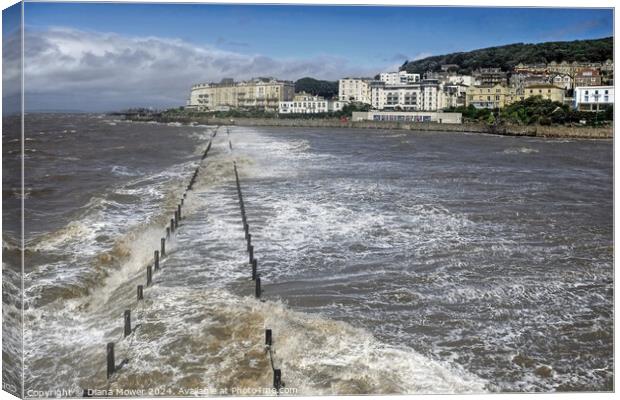 Weston Super Mare Stormy Walkway Canvas Print by Diana Mower