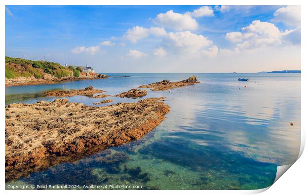 Tranquil Bull Bay on Isle of Anglesey Coast Print by Pearl Bucknall