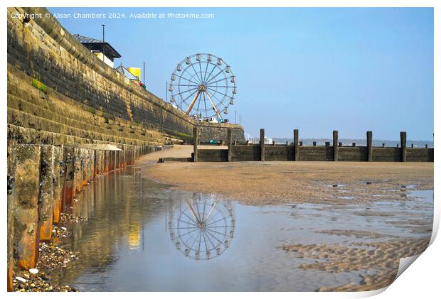 Bridlington Beach Reflection  Print by Alison Chambers