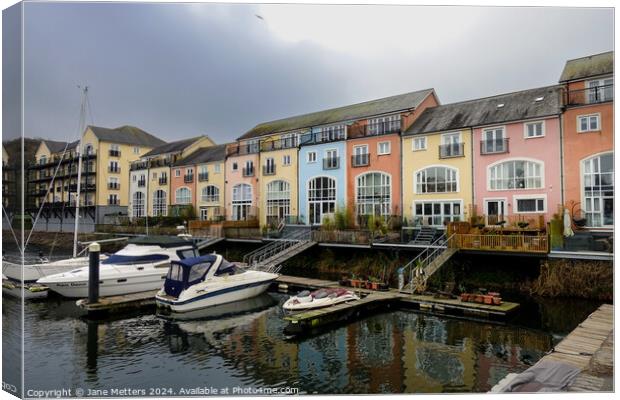 Homes facing the Marina  Canvas Print by Jane Metters